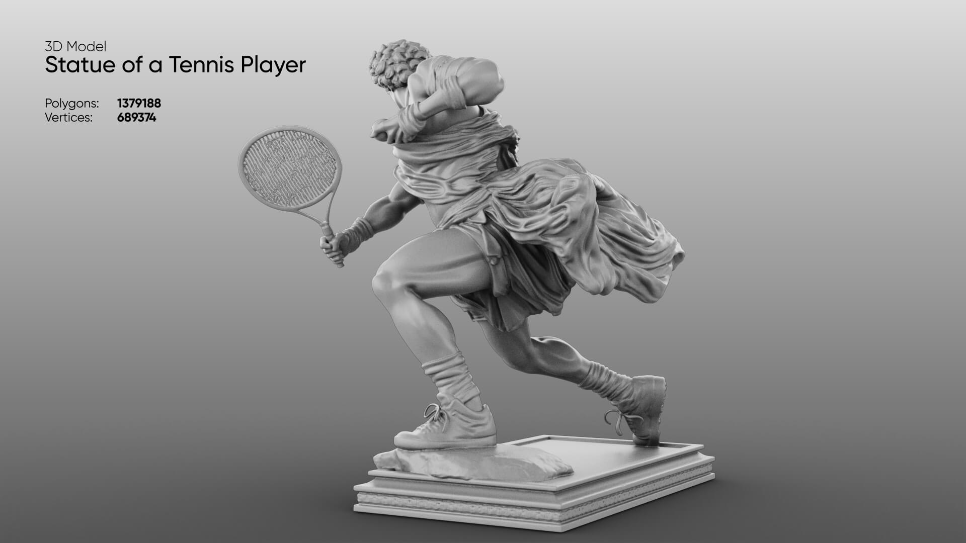Statue of a Tennis Player 3D Model