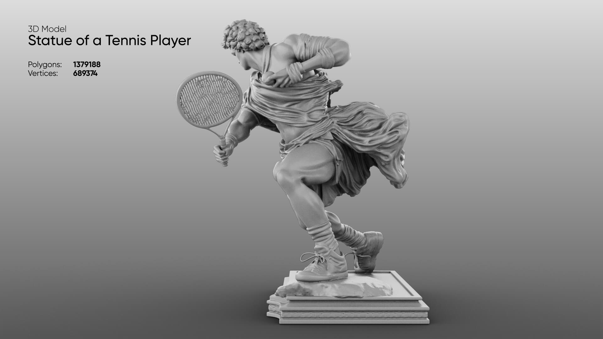 Statue of a Tennis Player 3D Model