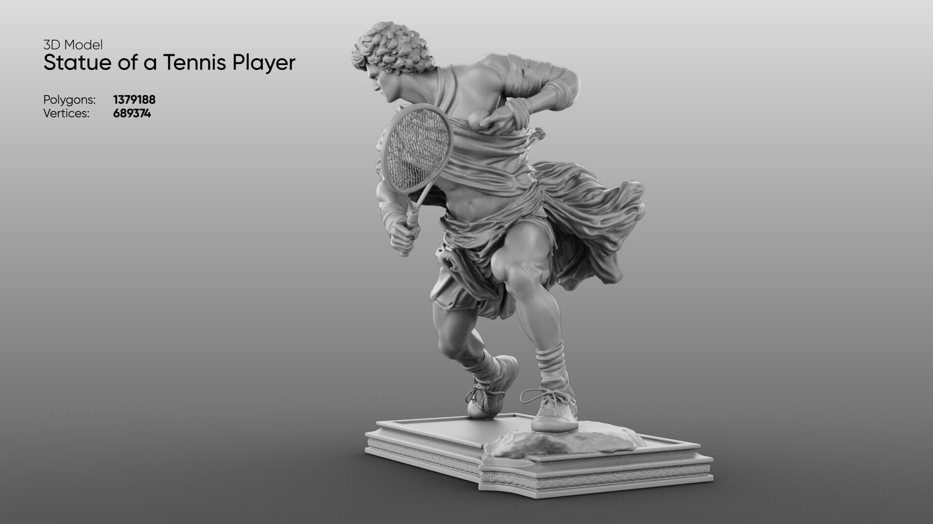 Statue of a Tennis Player 3D Model