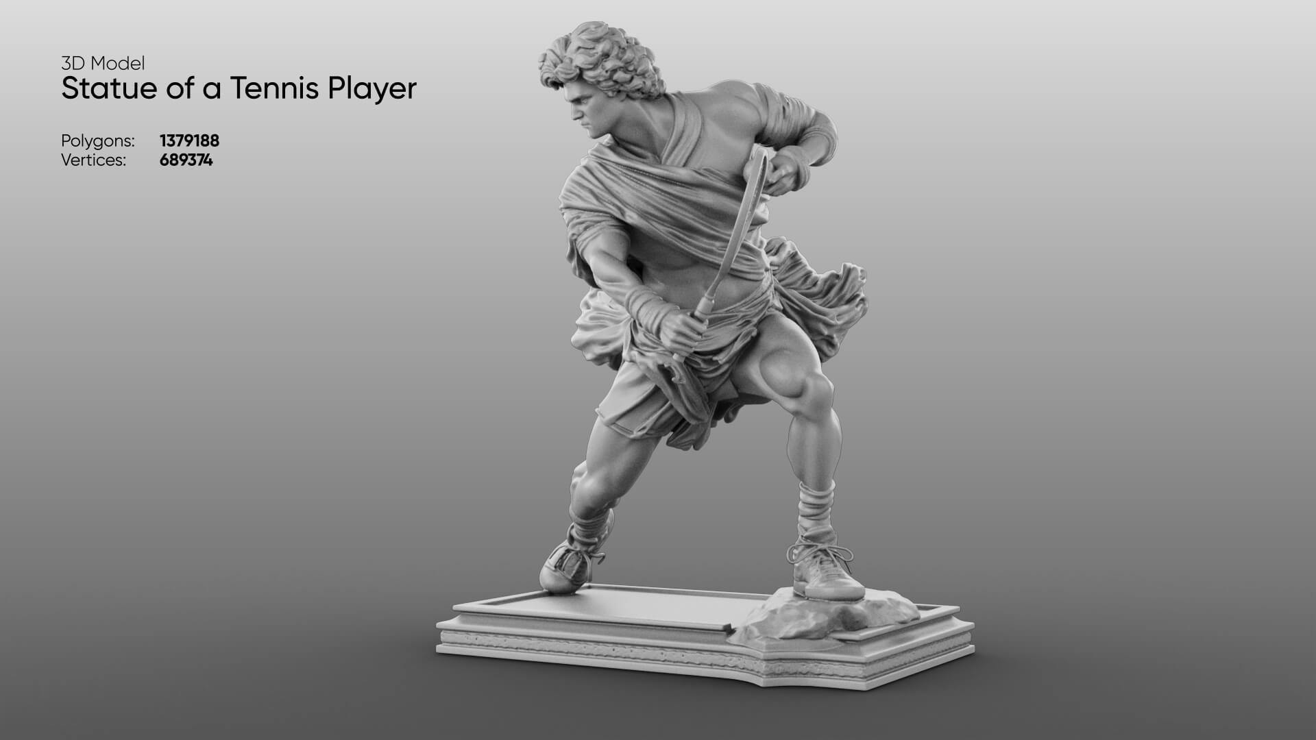 Statue of a Tennis Player 3D Model