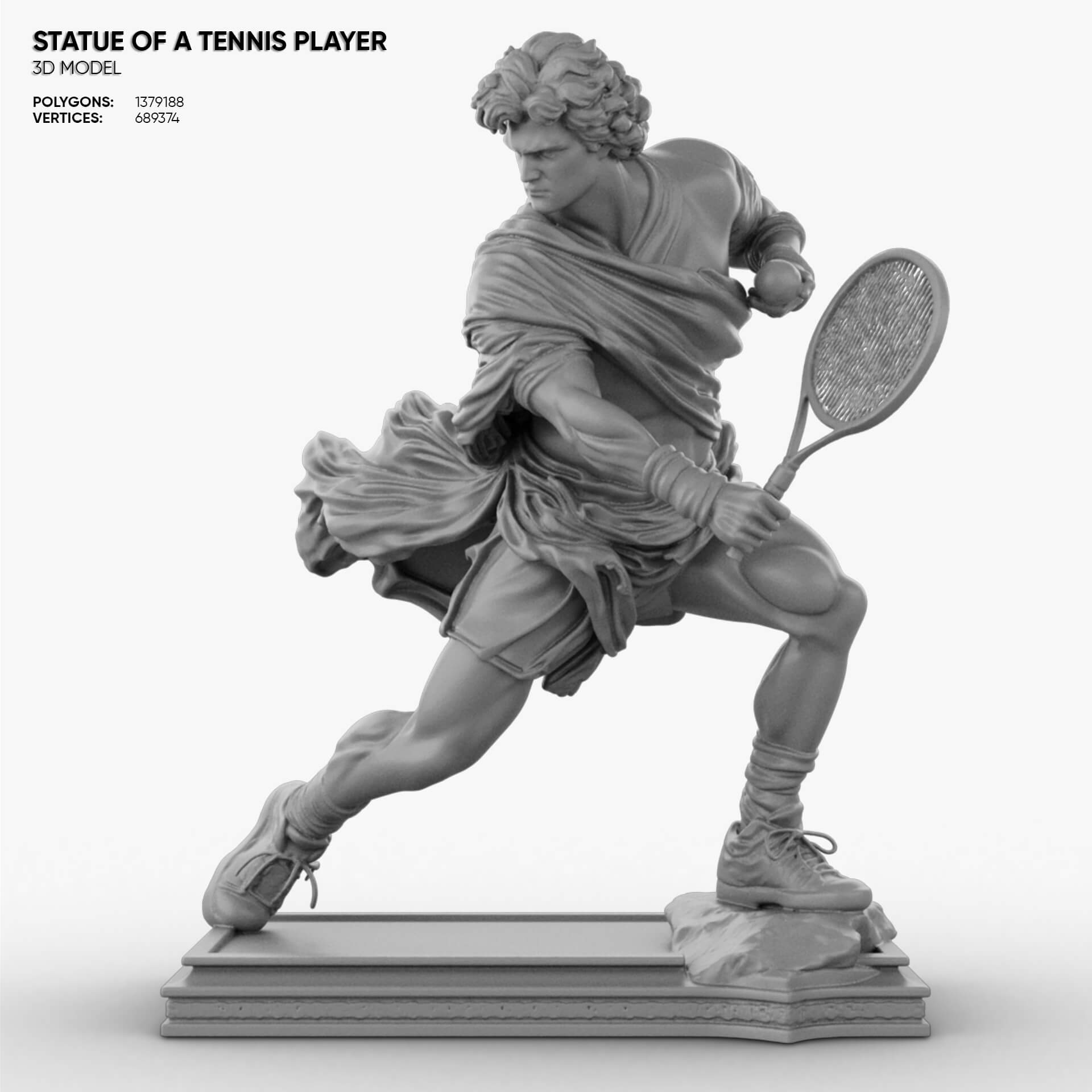 Statue of a Tennis Player 3D Model
