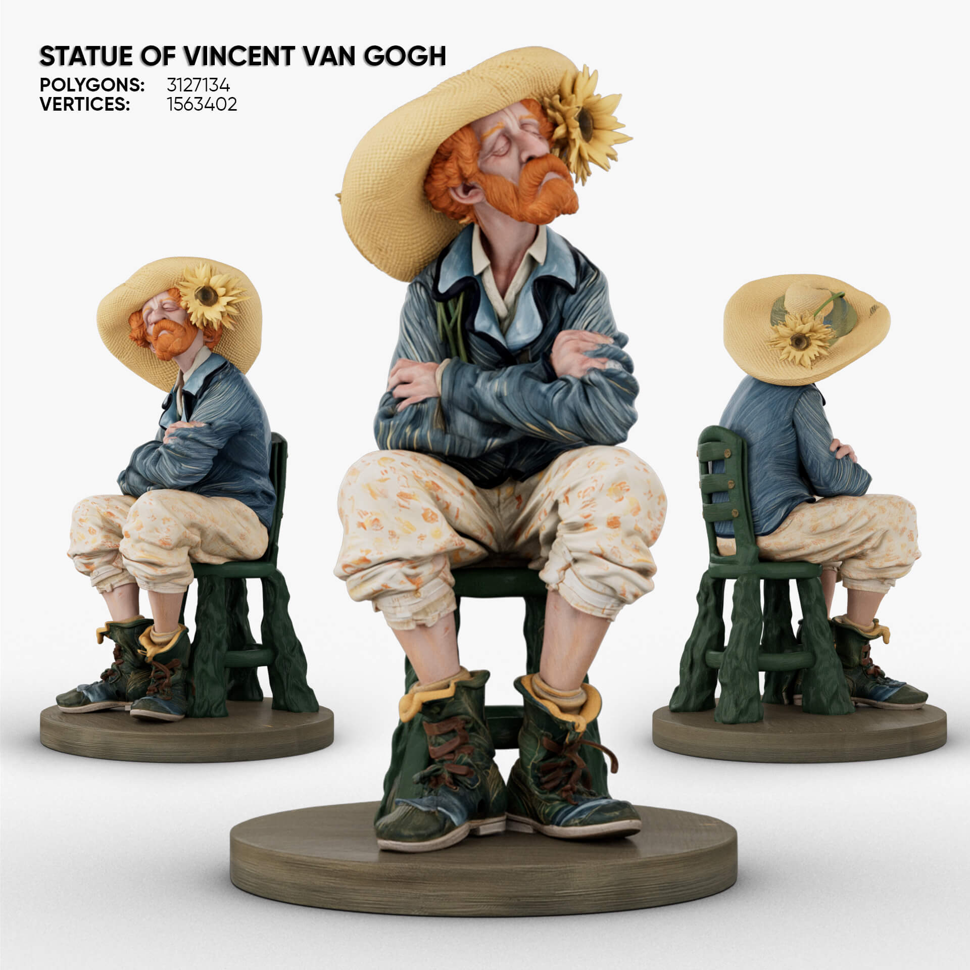 Statue of Vincent van Gogh 3D Model