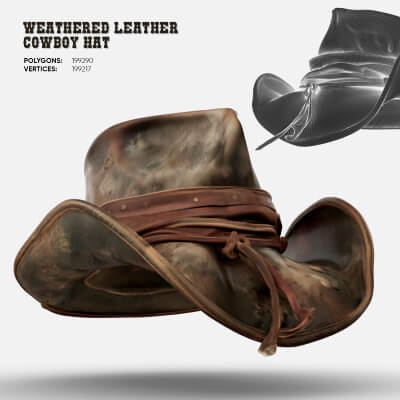 Weathered Leather Cowboy Hat