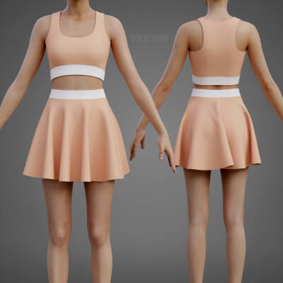 Cami Tank Top Mini Skirt Tennis Clothes - Two-Piece Outfit