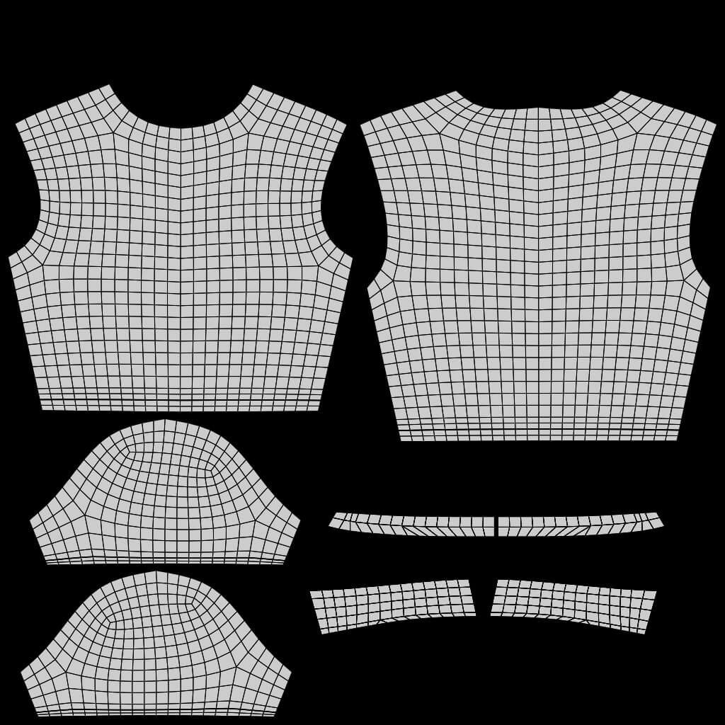 Collared Crop Top Two-Tone Polo Shirt 3D Model