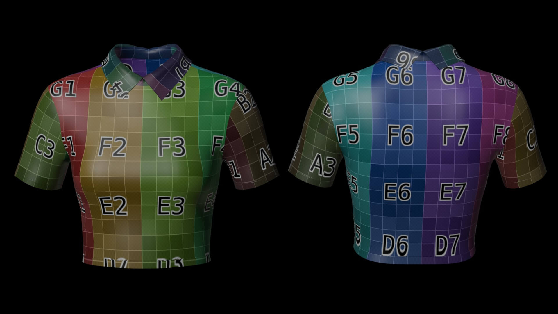 Collared Crop Top Two-Tone Polo Shirt 3D Model