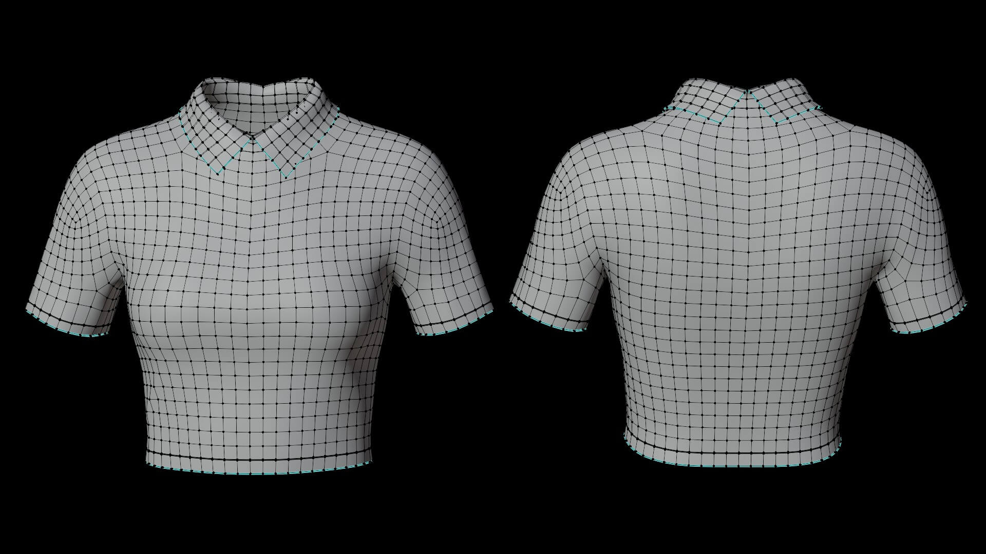 Collared Crop Top Two-Tone Polo Shirt 3D Model