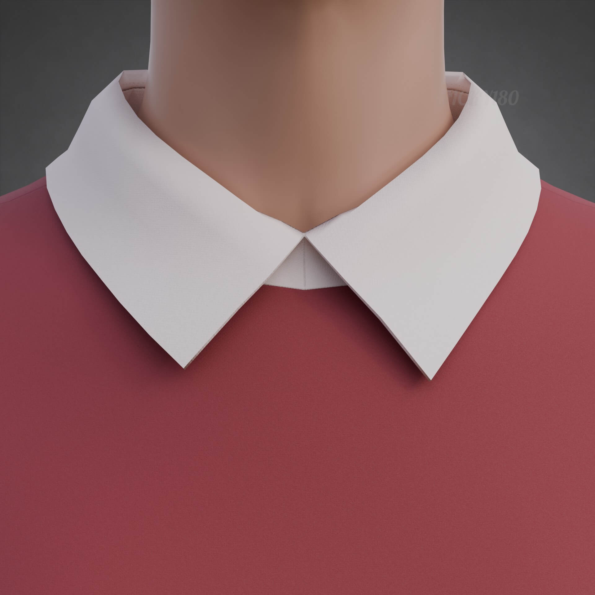 Collared Crop Top Two-Tone Polo Shirt 3D Model