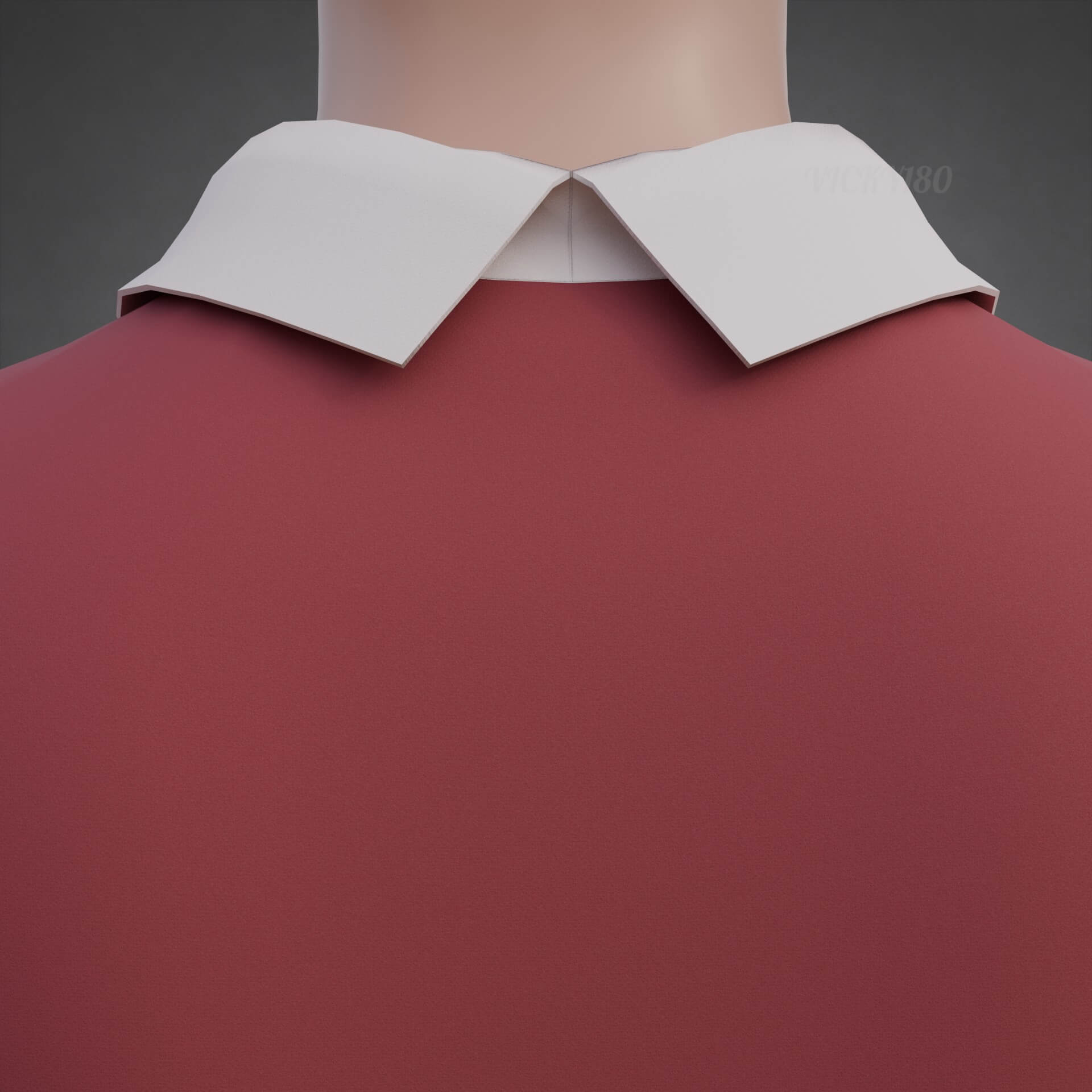 Collared Crop Top Two-Tone Polo Shirt 3D Model