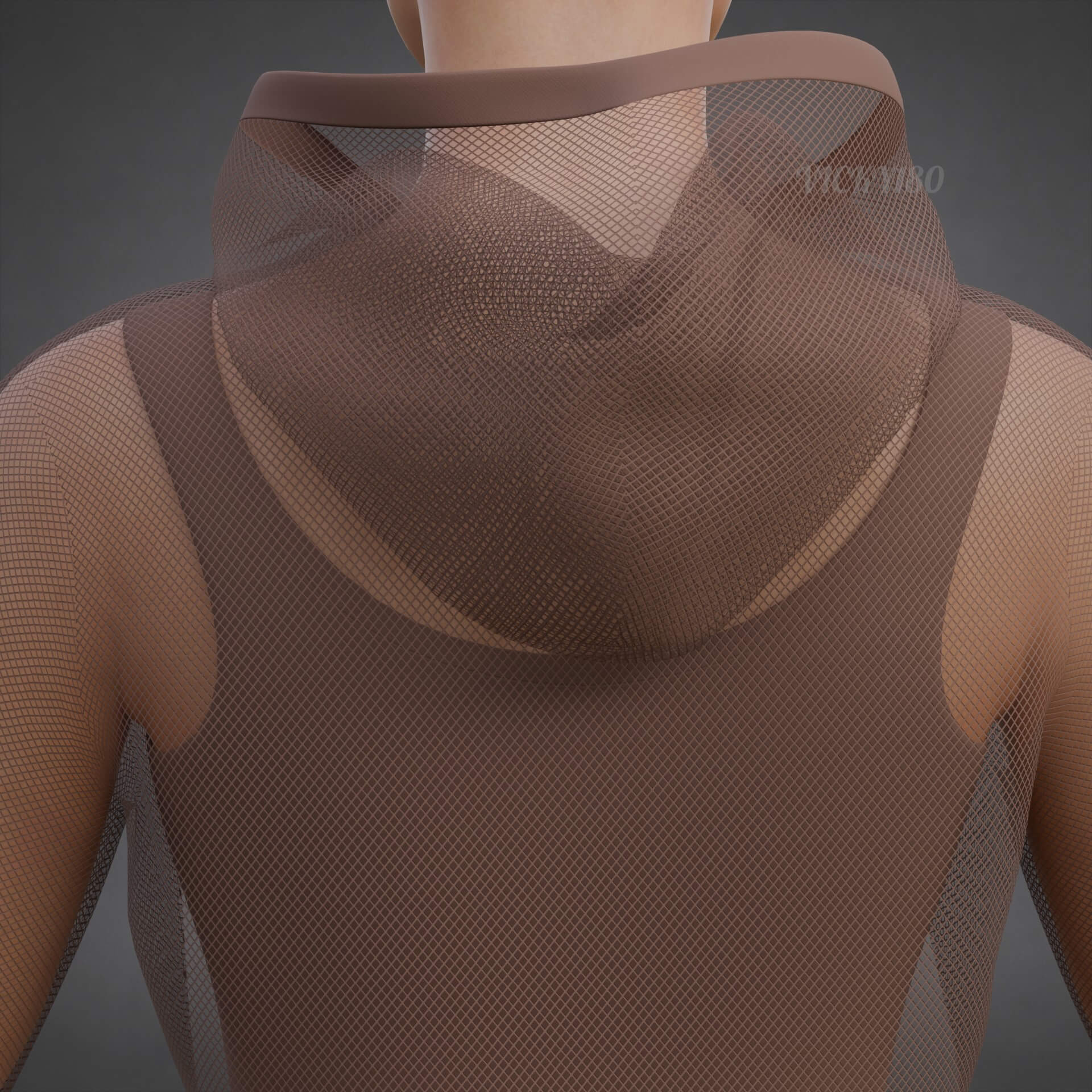Mesh Crop Top Hoodie Sweatshirt &amp Tank Top - Female Sweater 3D Model