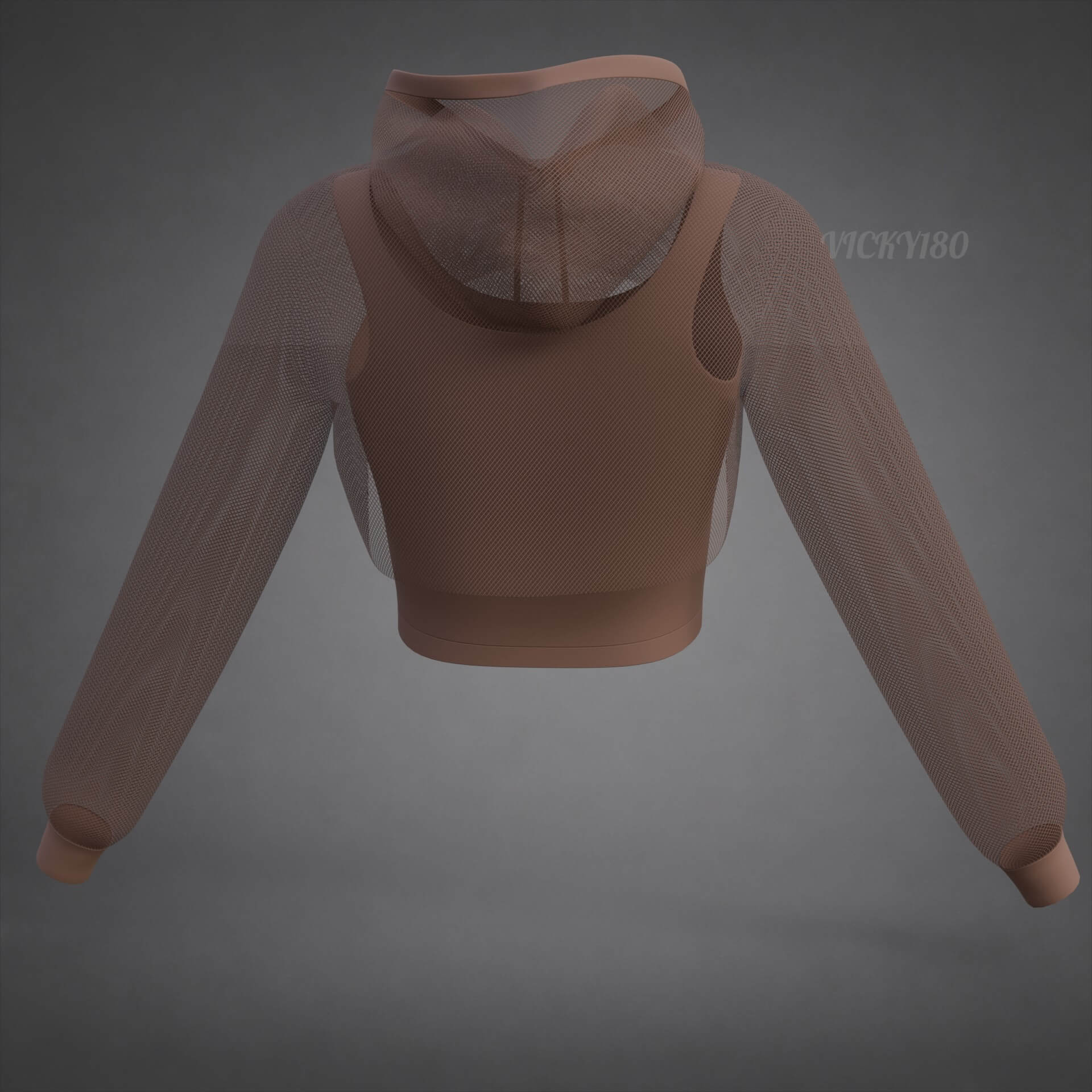 Mesh Crop Top Hoodie Sweatshirt &amp Tank Top - Female Sweater 3D Model