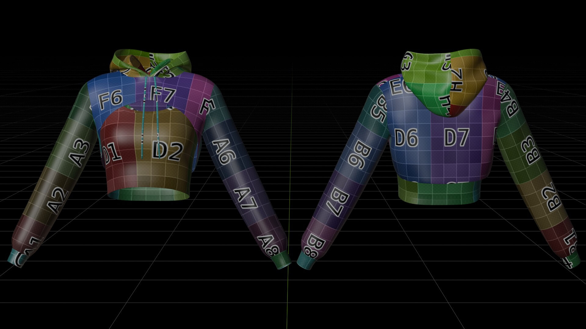 Cropped Hoodie Sweatshirt & Tank Top - Female Sweater 3D Model