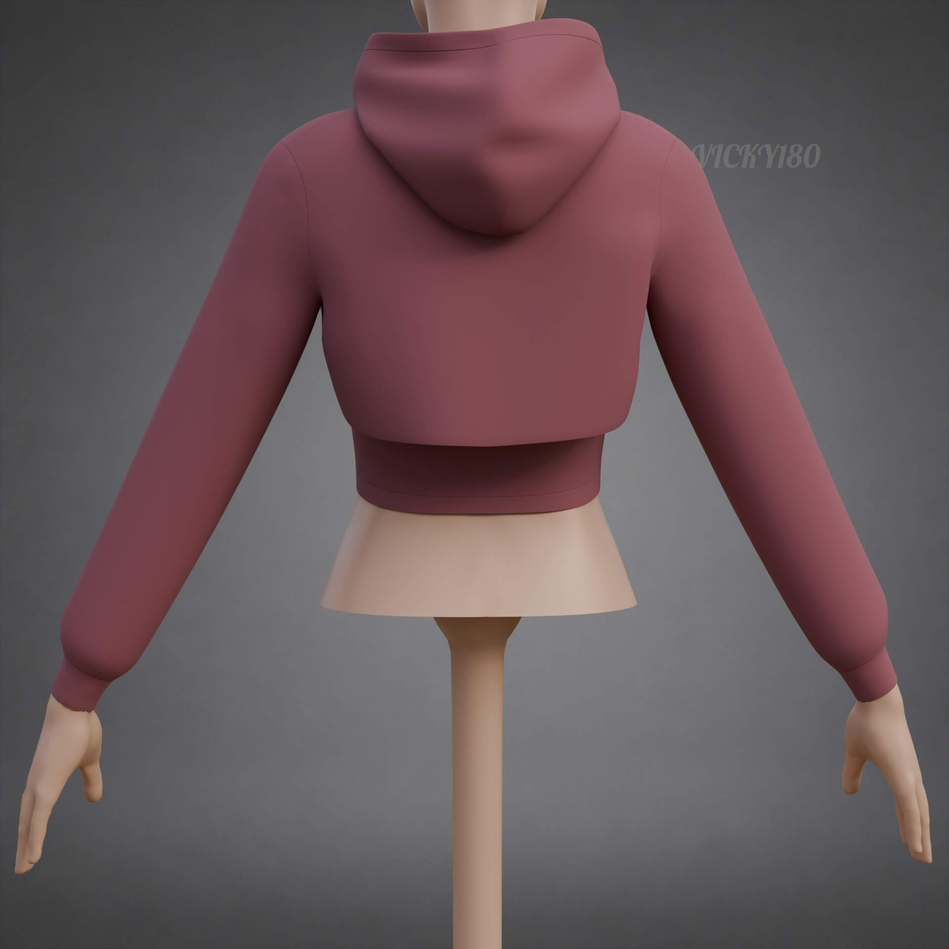 Cropped Hoodie Sweatshirt &amp Tank Top - Female Sweater 3D Model