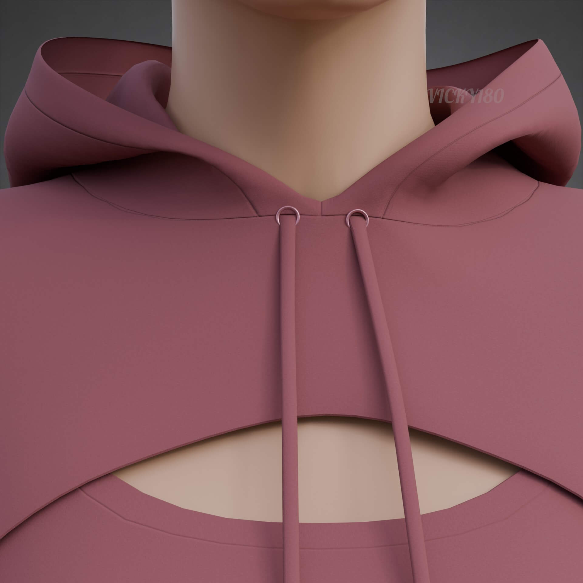 Cropped Hoodie Sweatshirt &amp Tank Top - Female Sweater 3D Model