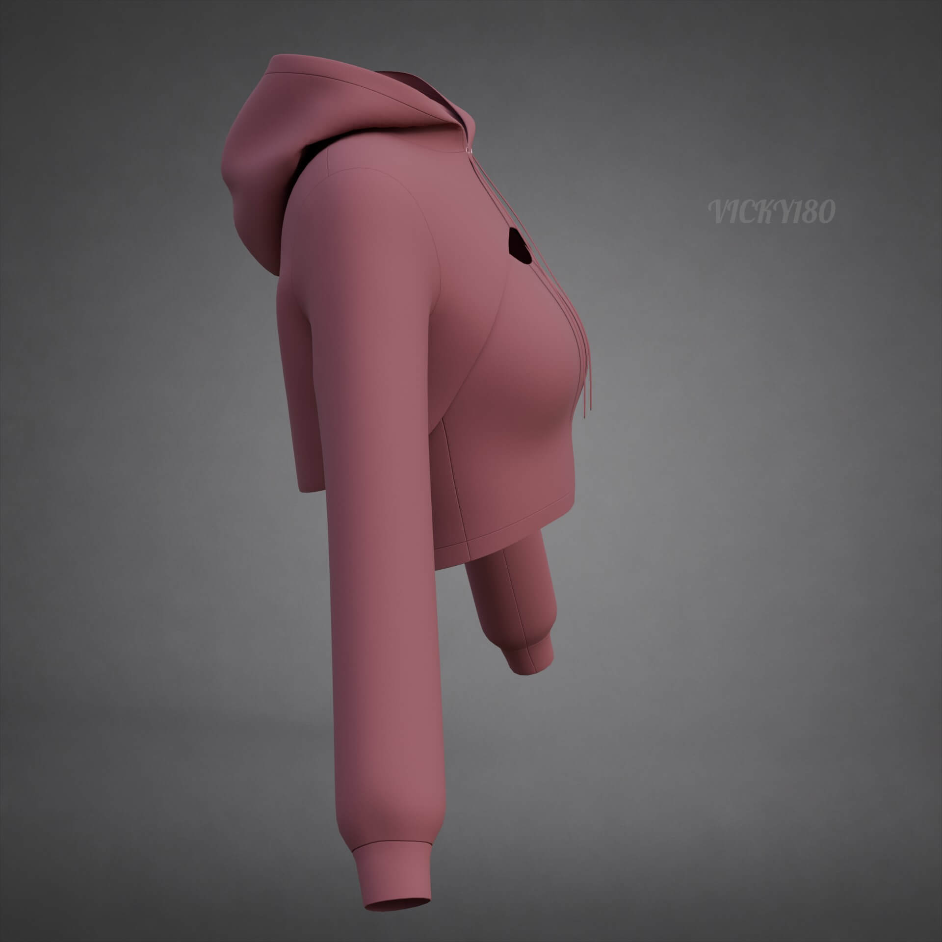 Cropped Hoodie Sweatshirt &amp Tank Top - Female Sweater 3D Model