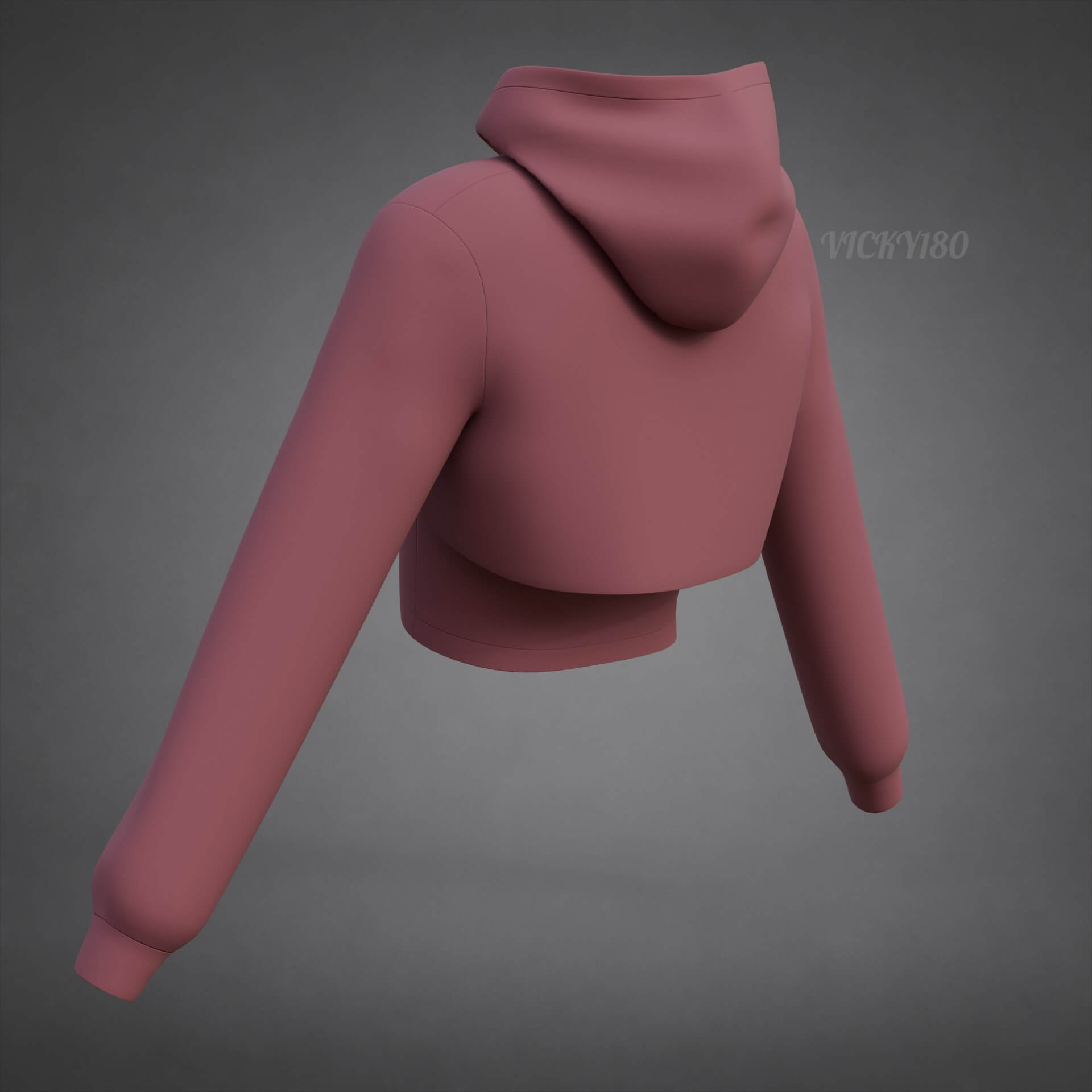 Cropped Hoodie Sweatshirt &amp Tank Top - Female Sweater 3D Model
