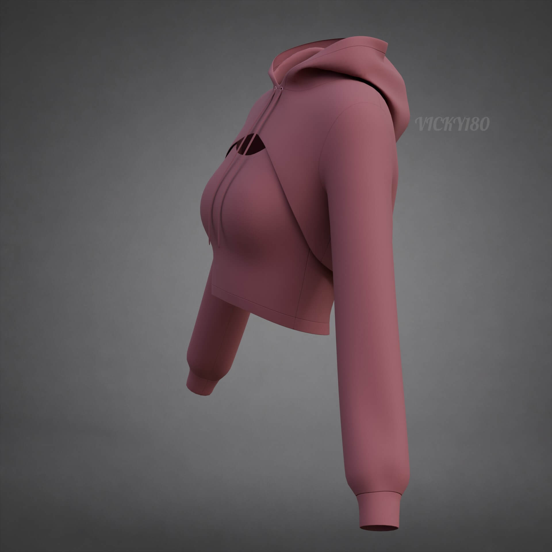 Cropped Hoodie Sweatshirt &amp Tank Top - Female Sweater 3D Model
