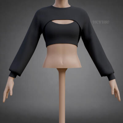 Cropped Sweatshirt and Cami Top - Two Piece Female Sweater