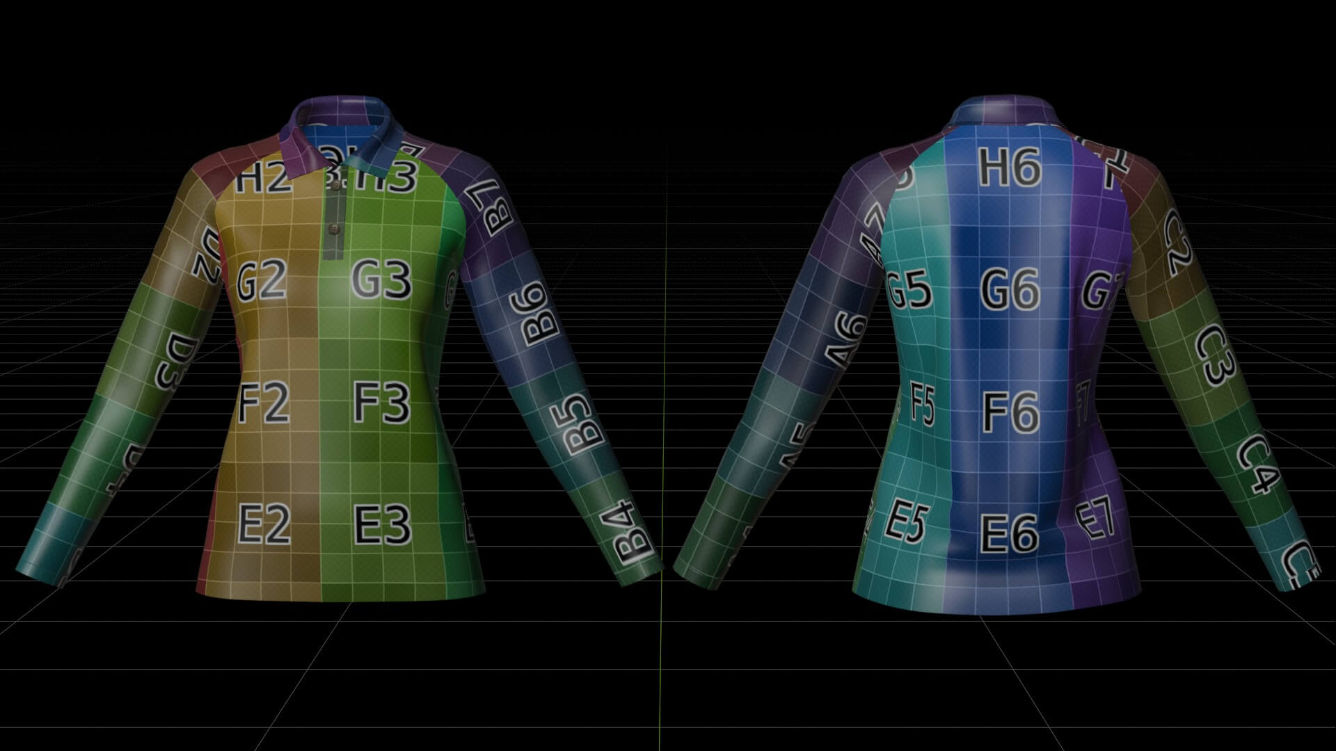 Female Long-Sleeve Polo Shirt with Collar Raglan T-Shirt 3D Model