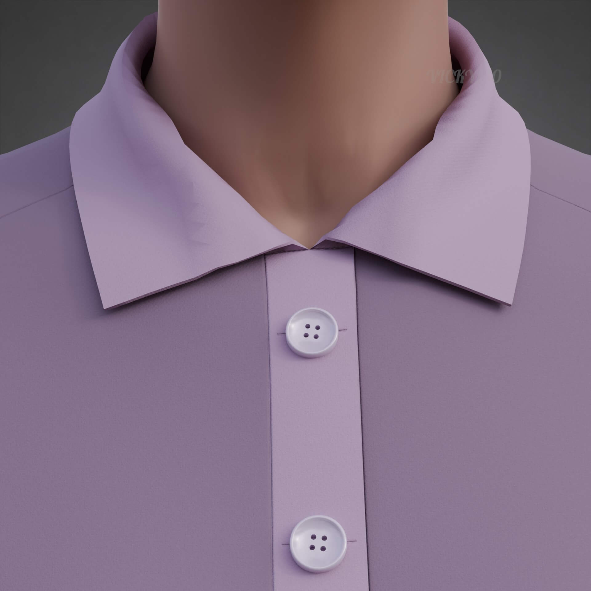 Female Long-Sleeve Polo Shirt with Collar Raglan T-Shirt 3D Model