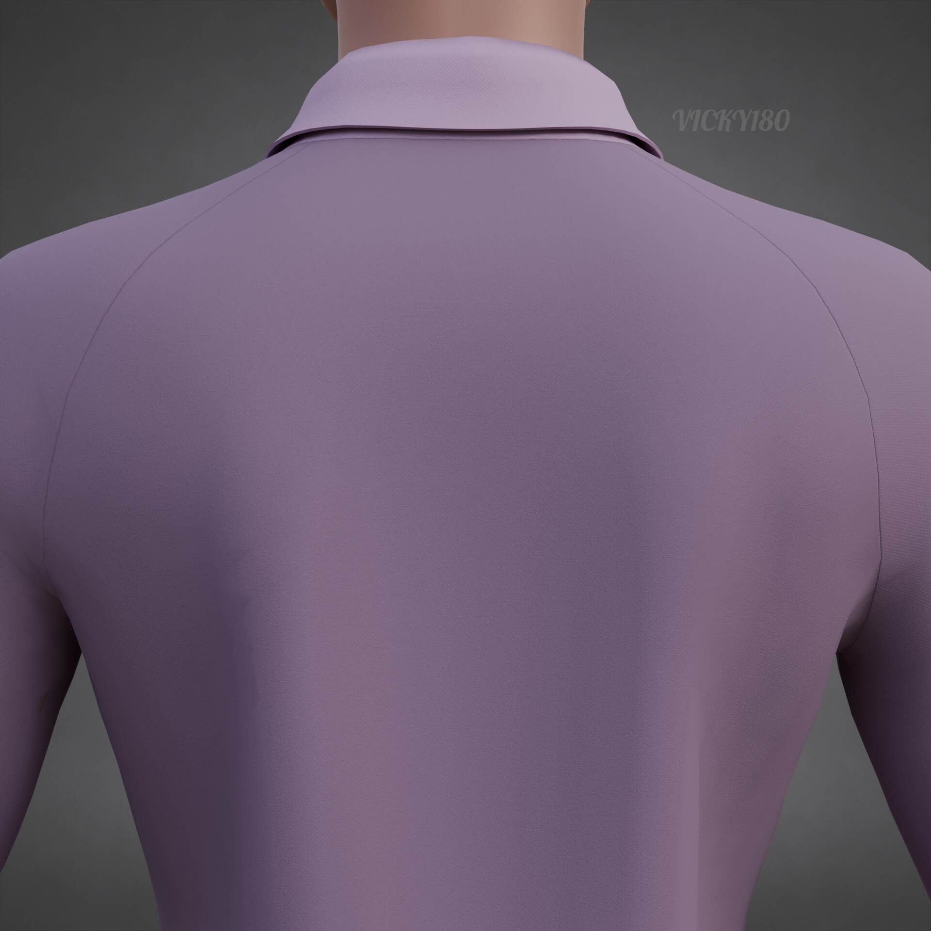 Female Long-Sleeve Polo Shirt with Collar Raglan T-Shirt 3D Model