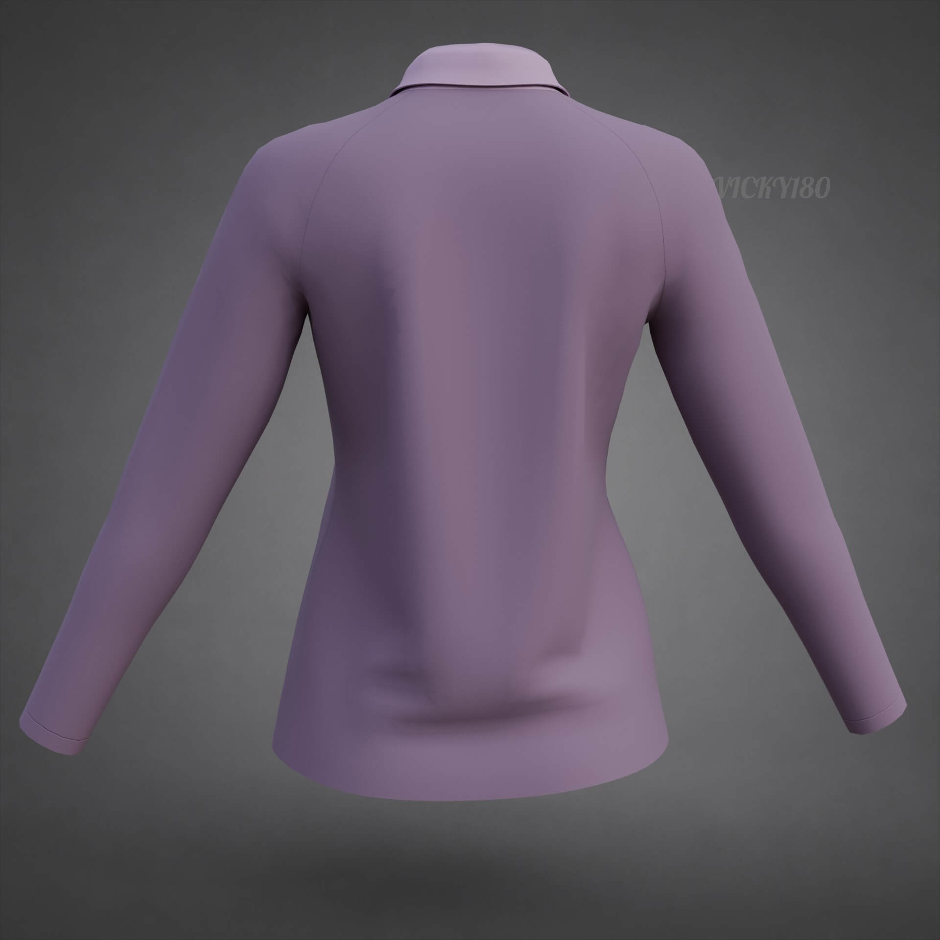Female Long-Sleeve Polo Shirt with Collar Raglan T-Shirt 3D Model
