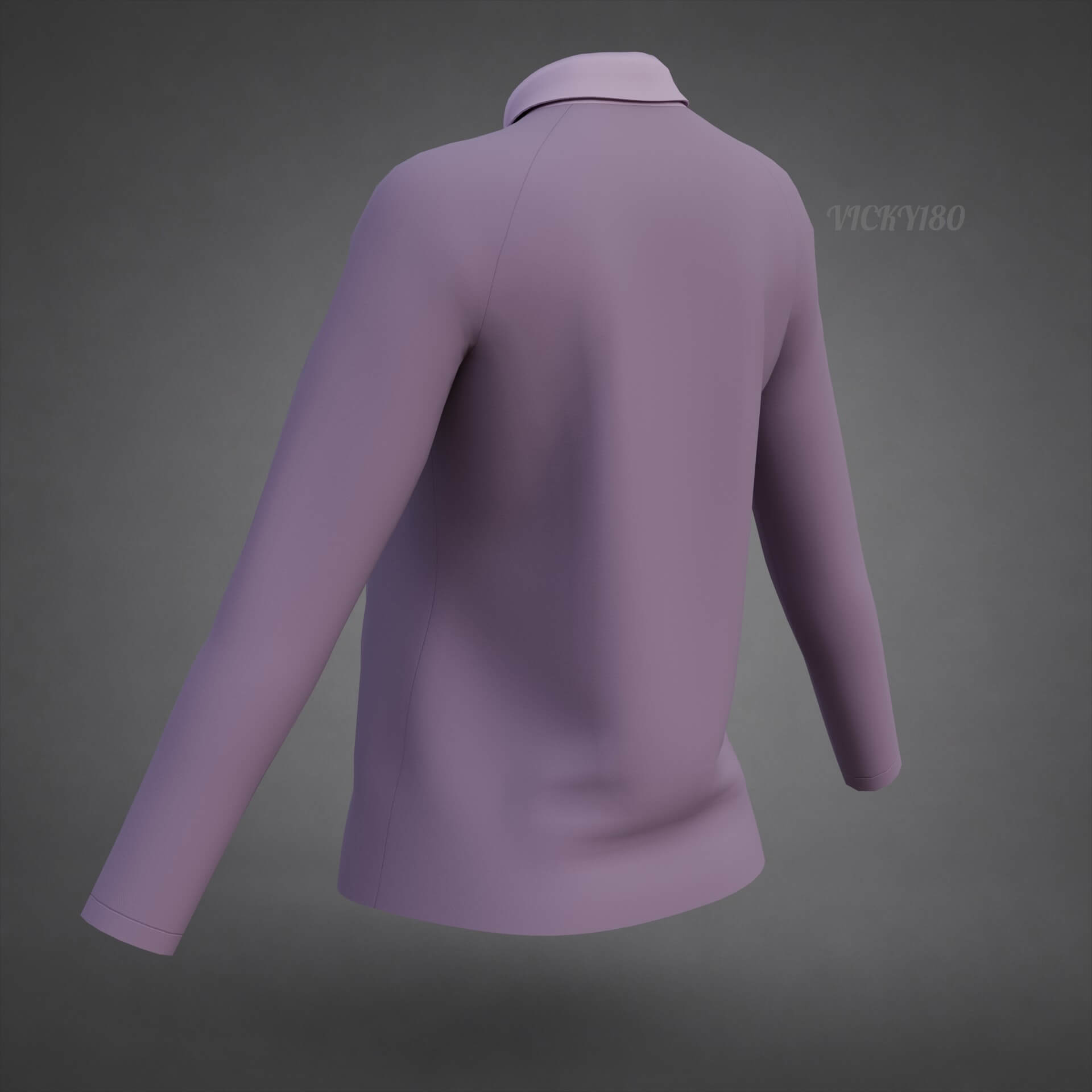 Female Long-Sleeve Polo Shirt with Collar Raglan T-Shirt 3D Model