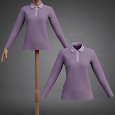 Female Long-Sleeve Polo Shirt with Collar Raglan T-Shirt