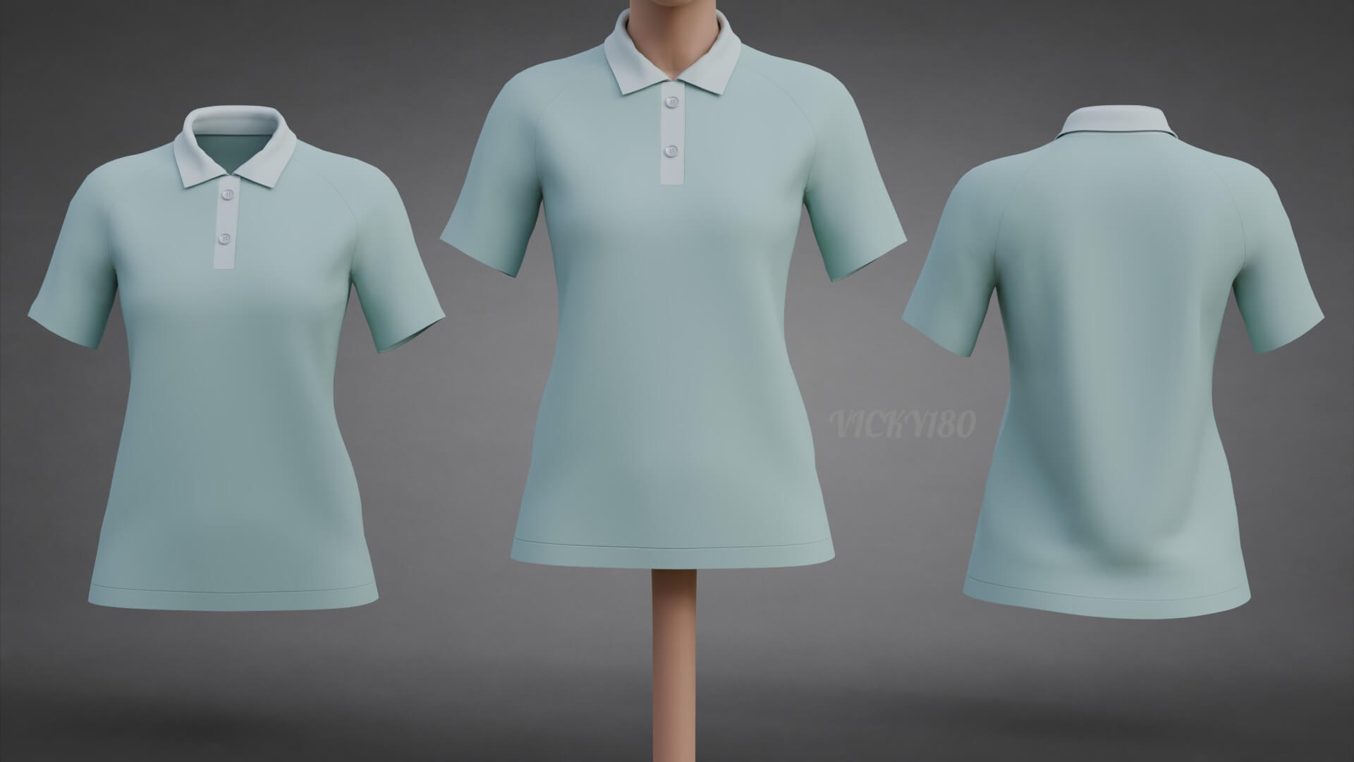 Formal Polo Shirt with Collar - Women&rsquos Short-Sleeve T-Shirt 3D Model