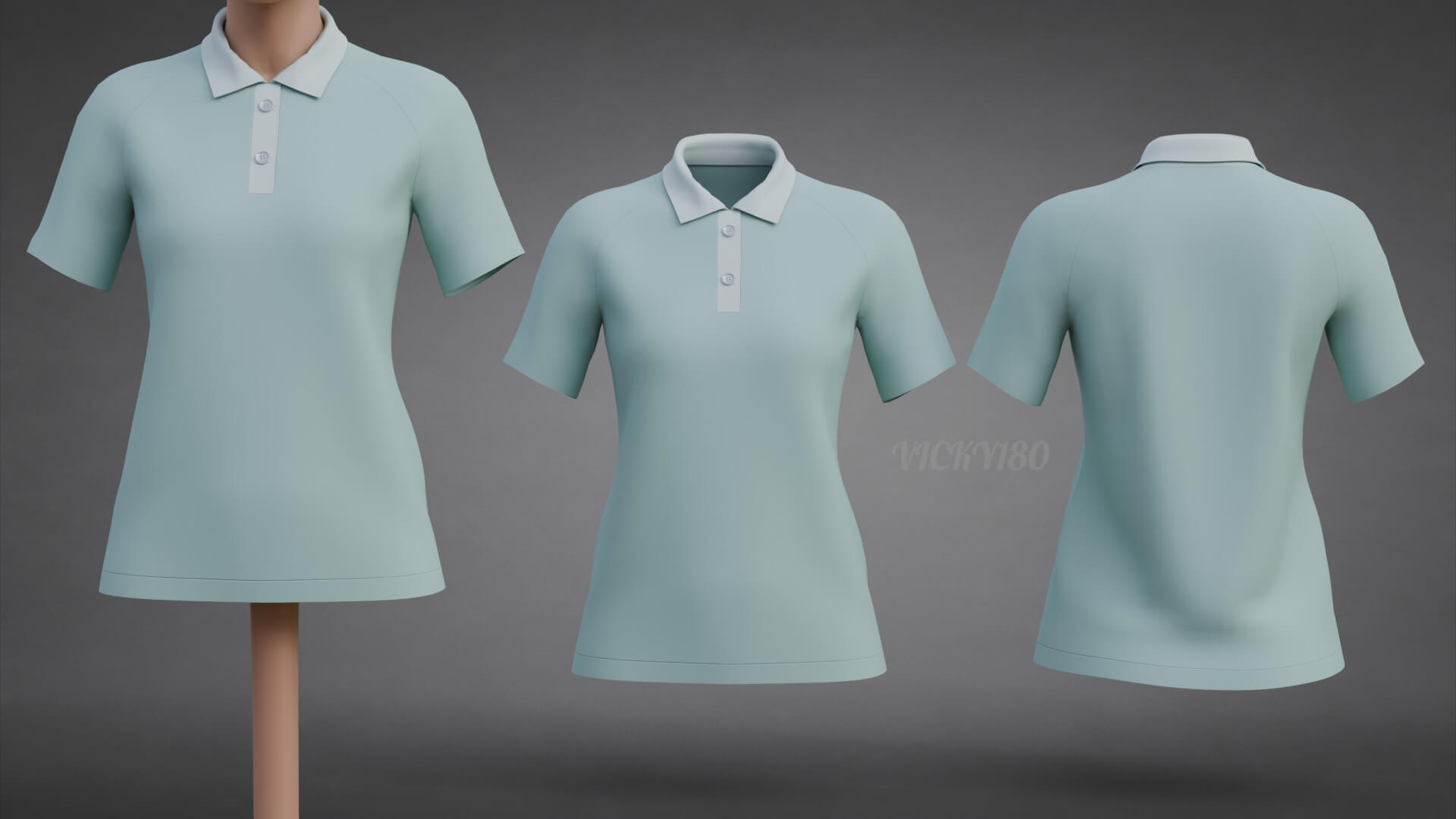 Formal Polo Shirt with Collar - Women&rsquos Short-Sleeve T-Shirt 3D Model