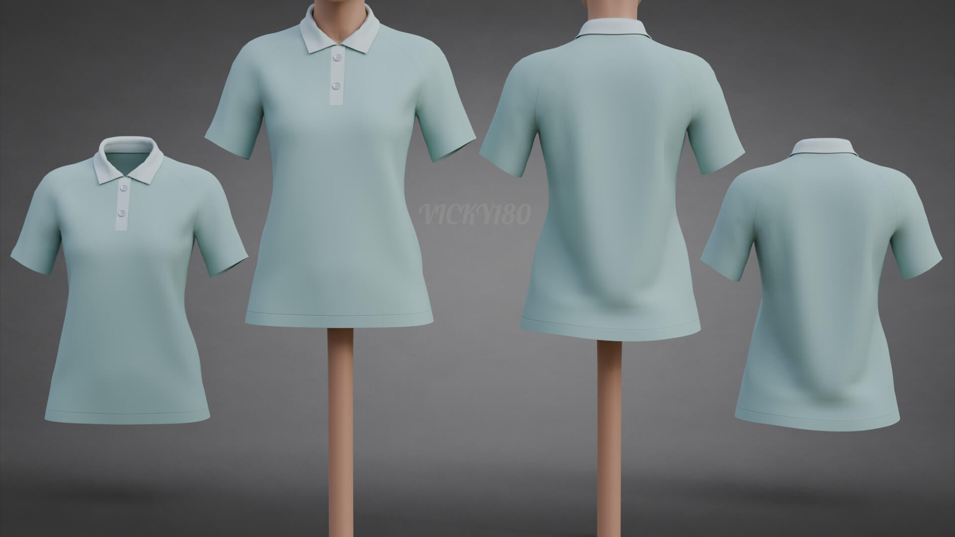 Formal Polo Shirt with Collar - Women&rsquos Short-Sleeve T-Shirt 3D Model