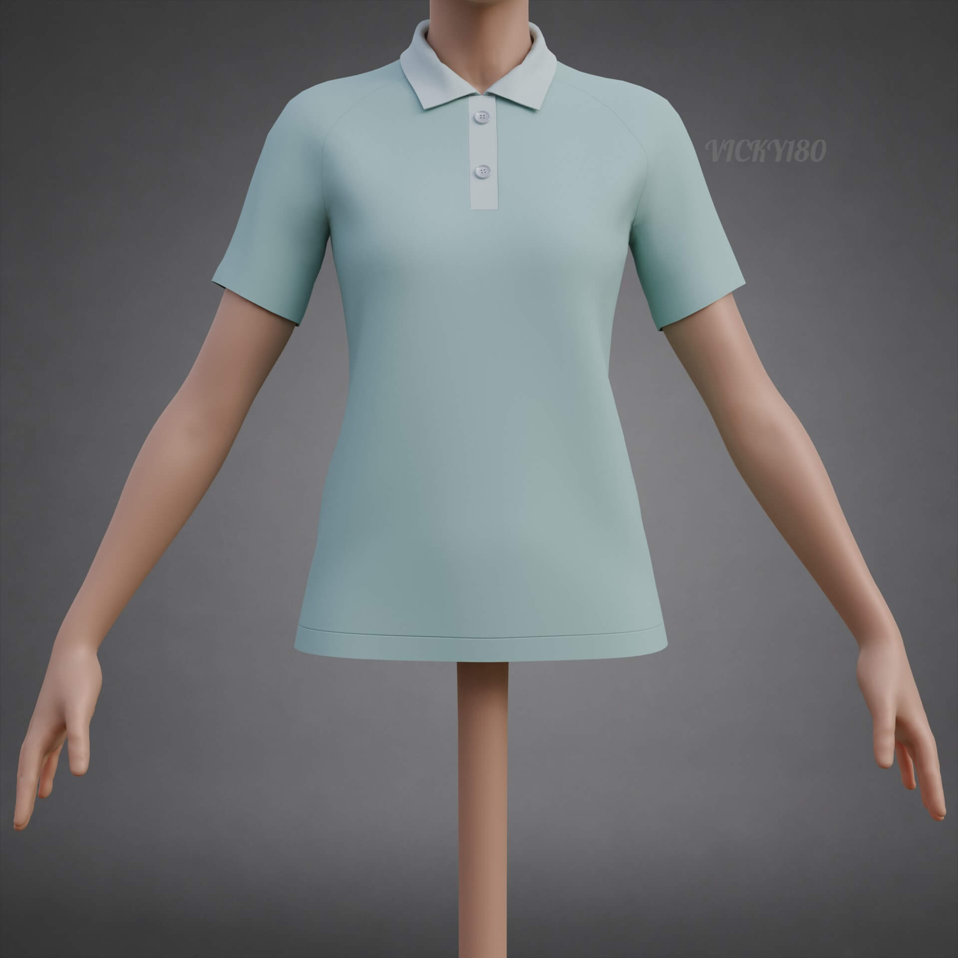 Formal Polo Shirt with Collar - Women&rsquos Short-Sleeve T-Shirt 3D Model