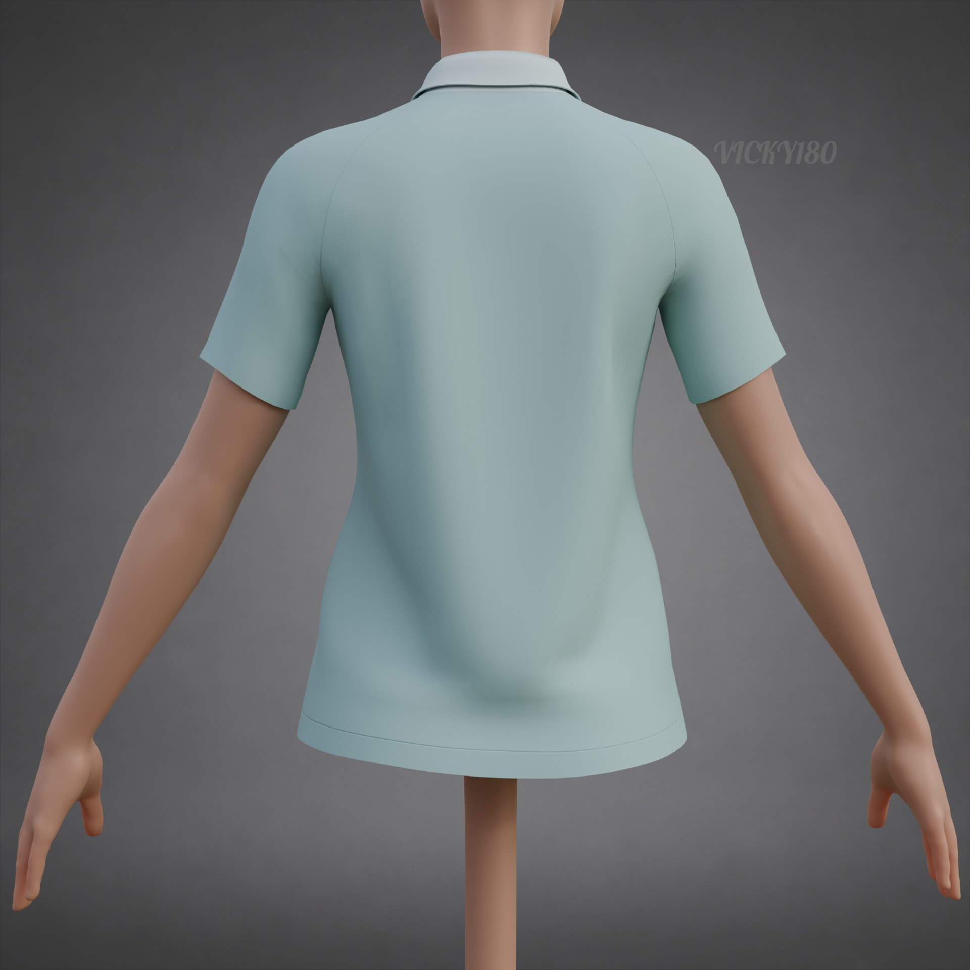 Formal Polo Shirt with Collar - Women&rsquos Short-Sleeve T-Shirt 3D Model