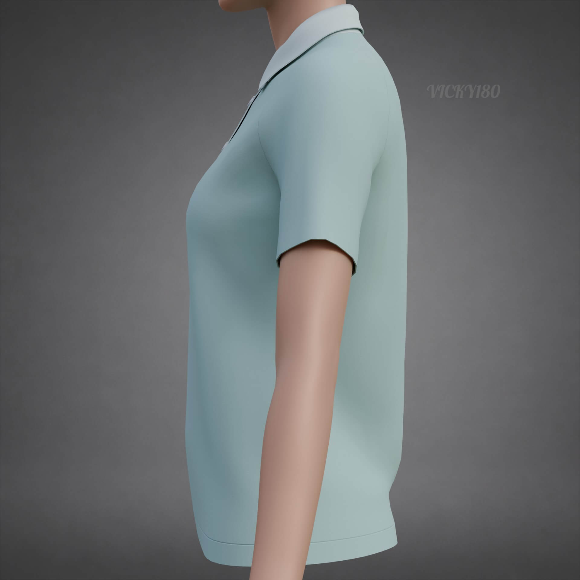 Formal Polo Shirt with Collar - Women&rsquos Short-Sleeve T-Shirt 3D Model