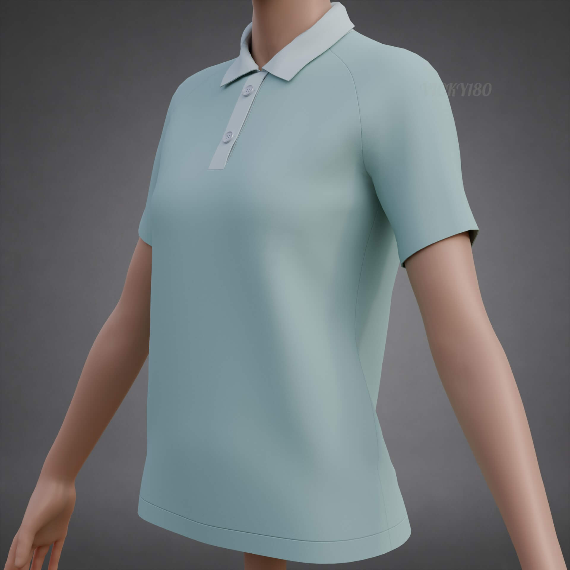Formal Polo Shirt with Collar - Women&rsquos Short-Sleeve T-Shirt 3D Model