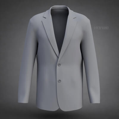 Grey Men's Suit Jacket 3D Clothing Model