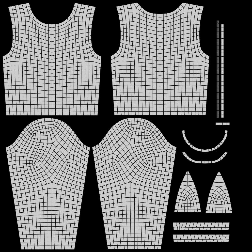 Mesh Fishnet Crop Top and Bikini Bra Clothing 3D Model