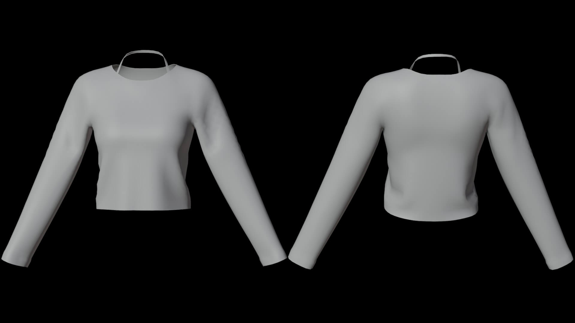 Mesh Fishnet Crop Top and Bikini Bra Clothing 3D Model