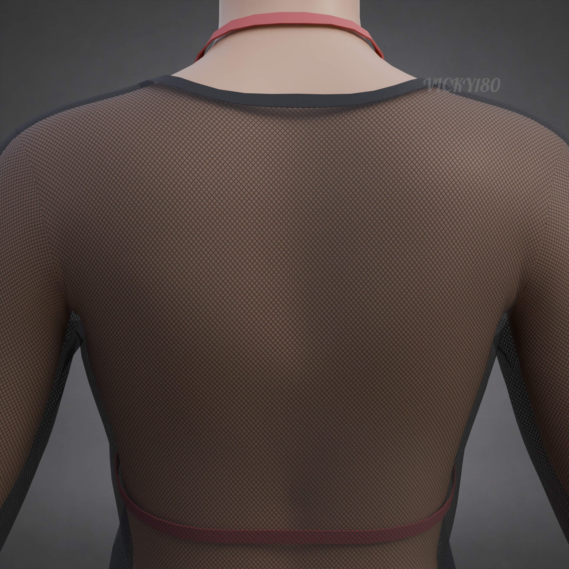 Mesh Fishnet Crop Top and Bikini Bra Clothing 3D Model