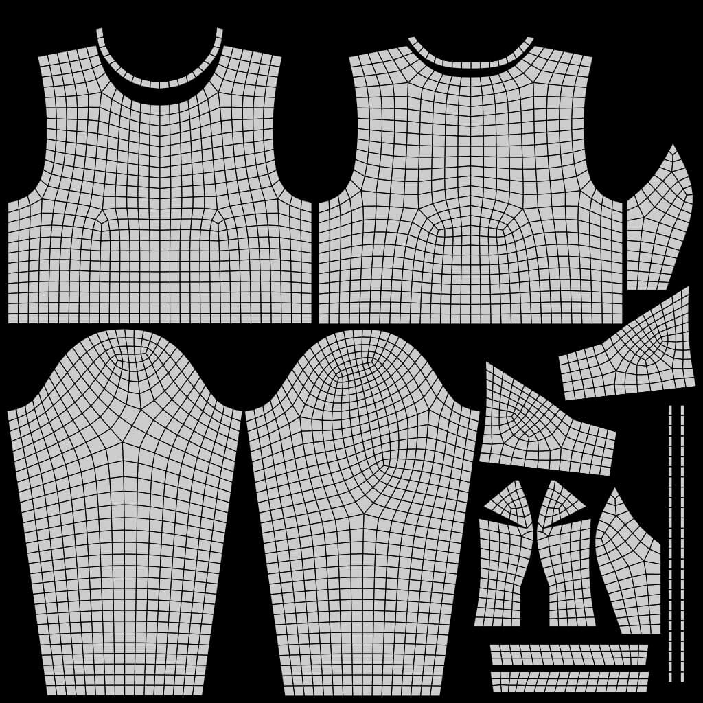 Mesh Fishnet Crop Top Cami Singlet - Black and White Shirt 3D Model