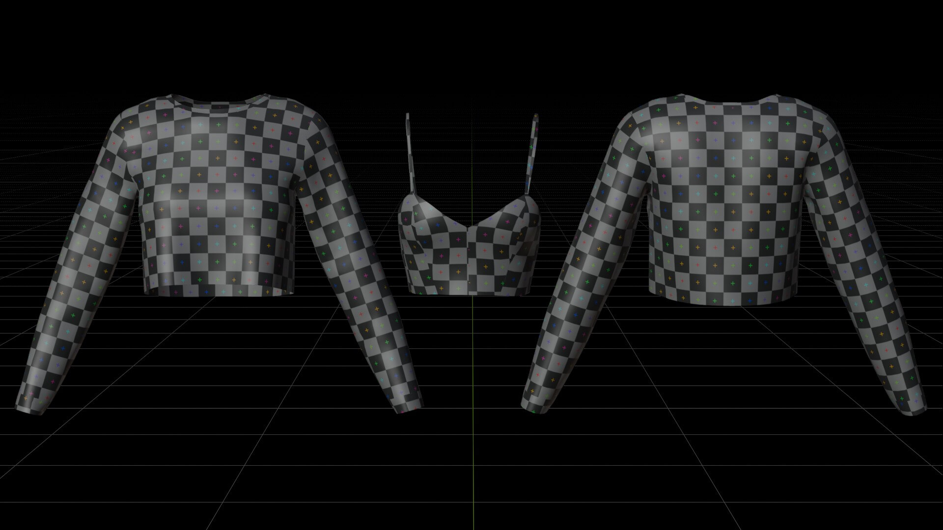 Mesh Fishnet Crop Top Cami Singlet - Black and White Shirt 3D Model