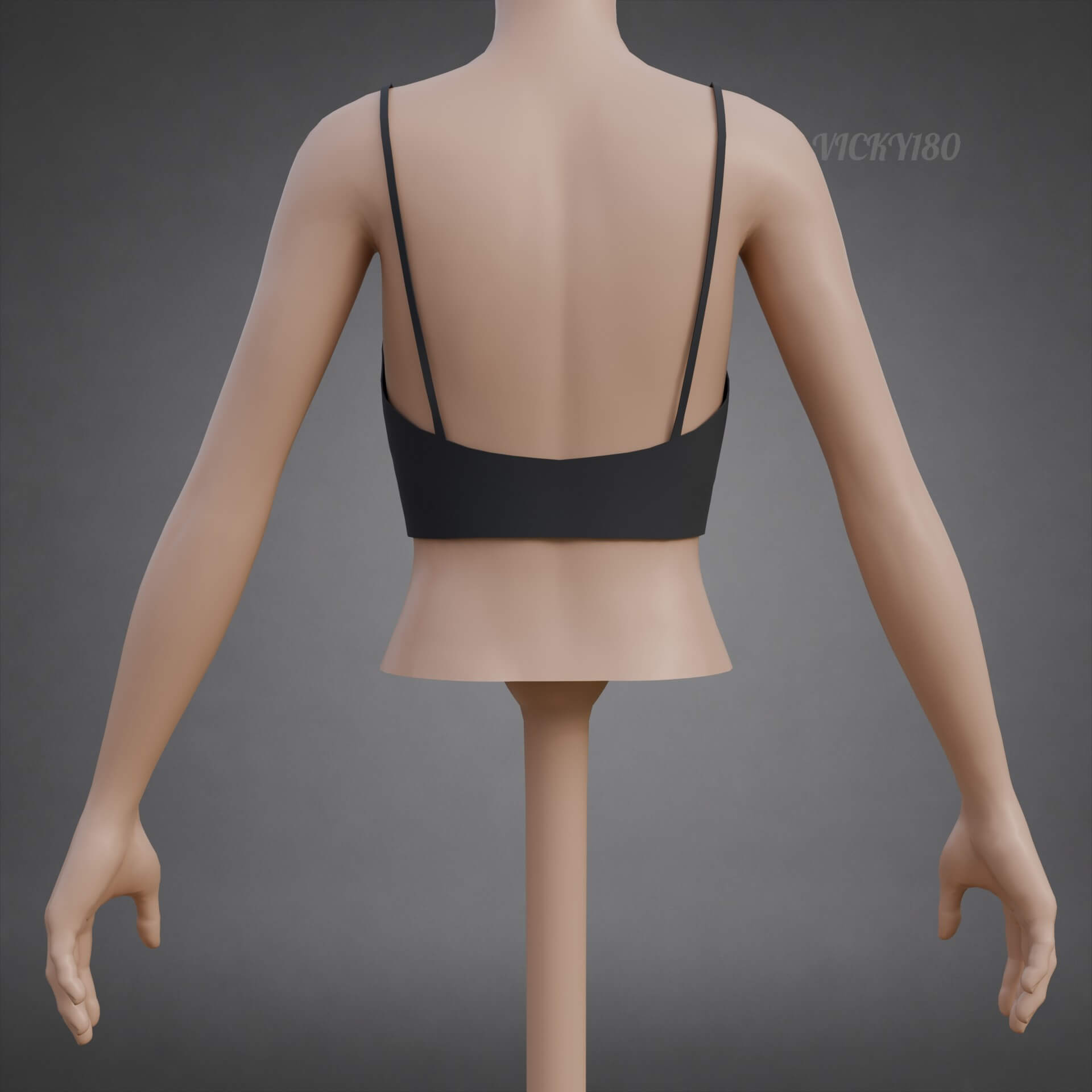 Mesh Fishnet Crop Top Cami Singlet - Black and White Shirt 3D Model