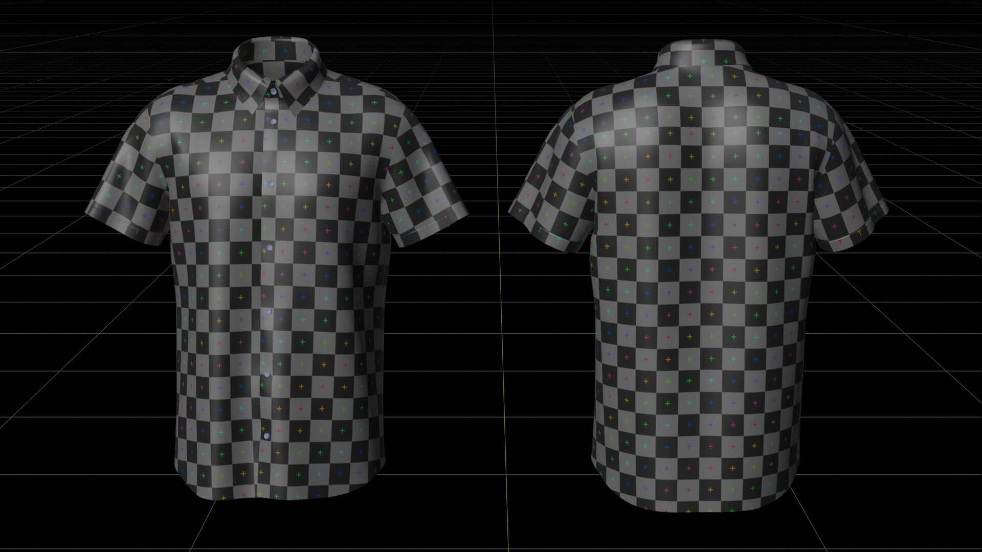Plaid Short-Sleeve Formal Shirt - Male Check Dress Shirt 3D Model