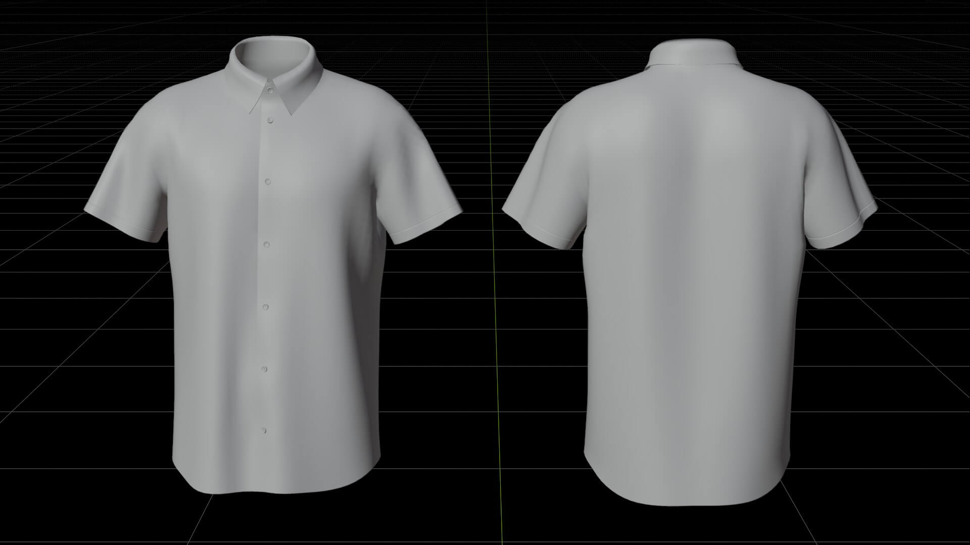Plaid Short-Sleeve Formal Shirt - Male Check Dress Shirt 3D Model