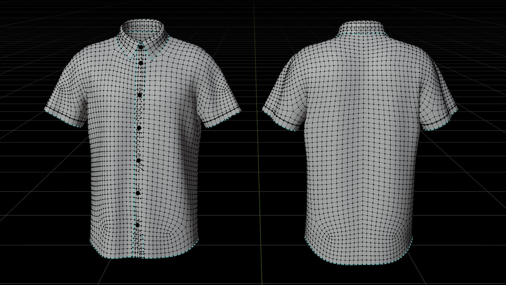 Plaid Short-Sleeve Formal Shirt - Male Check Dress Shirt 3D Model