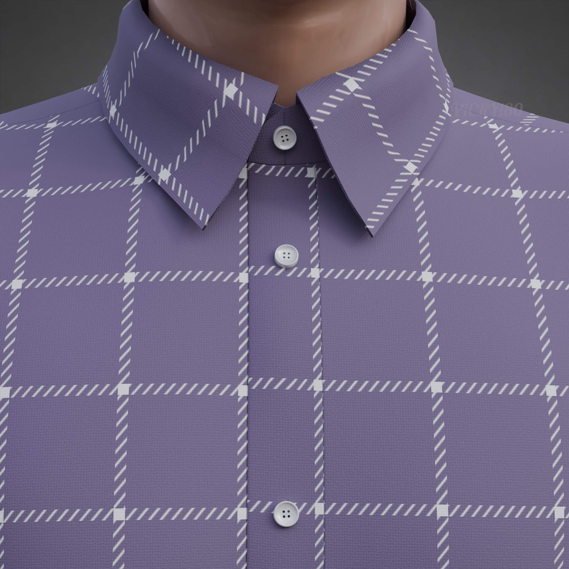 Plaid Short-Sleeve Formal Shirt - Male Check Dress Shirt 3D Model