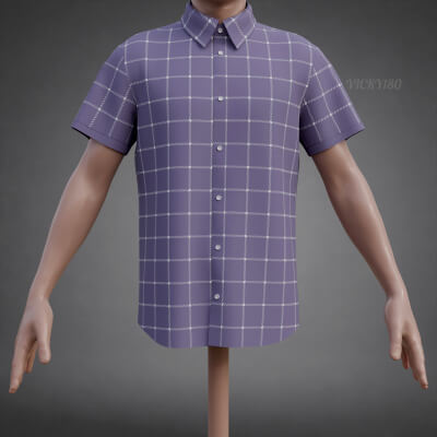 Plaid Short-Sleeve Formal Shirt - Male Check Dress Shirt