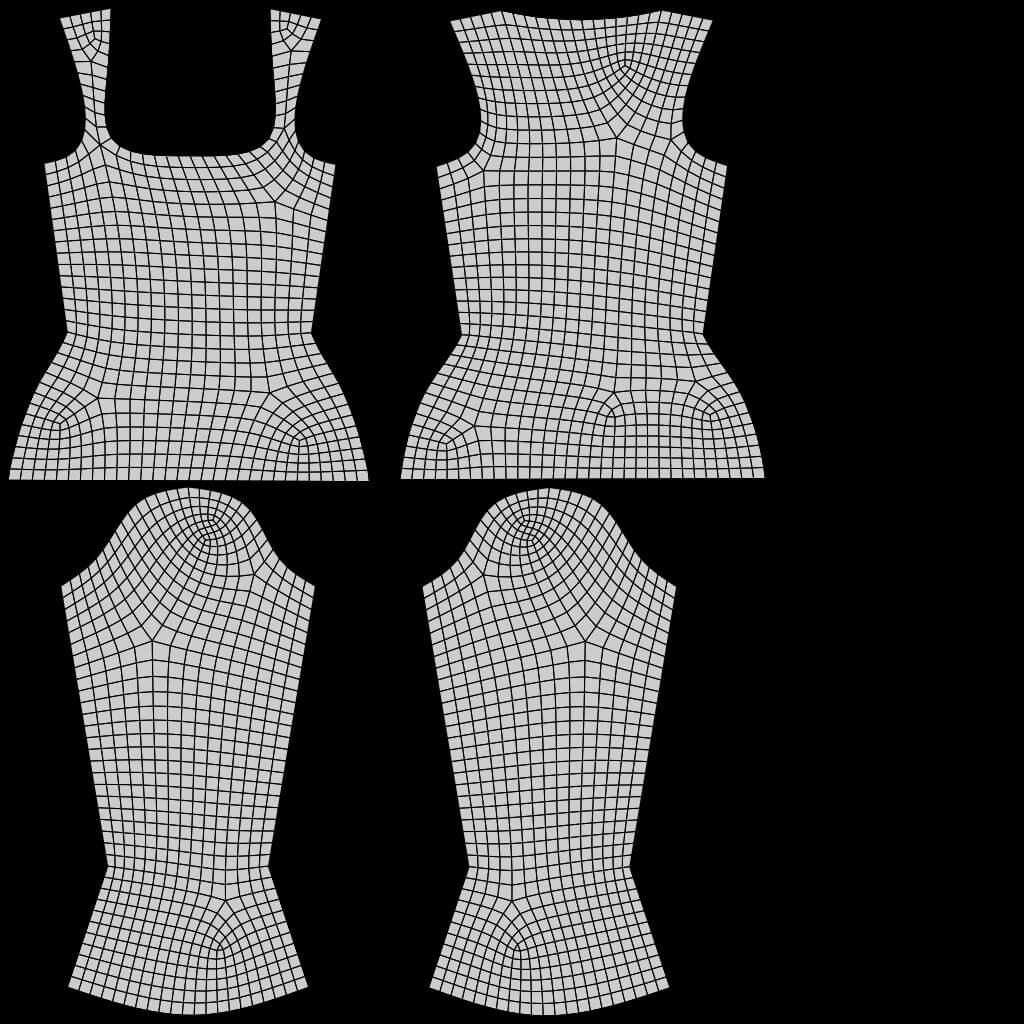 Square-Neck Blouse Flared Female Shirt 3D Model