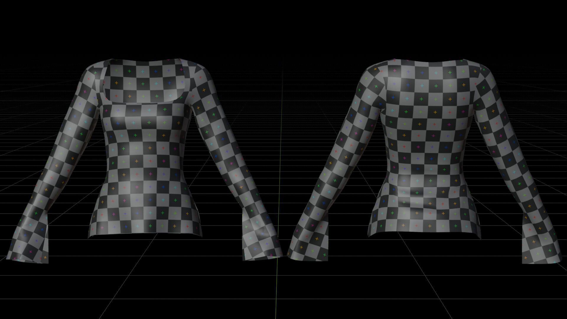 Square-Neck Blouse Flared Female Shirt 3D Model