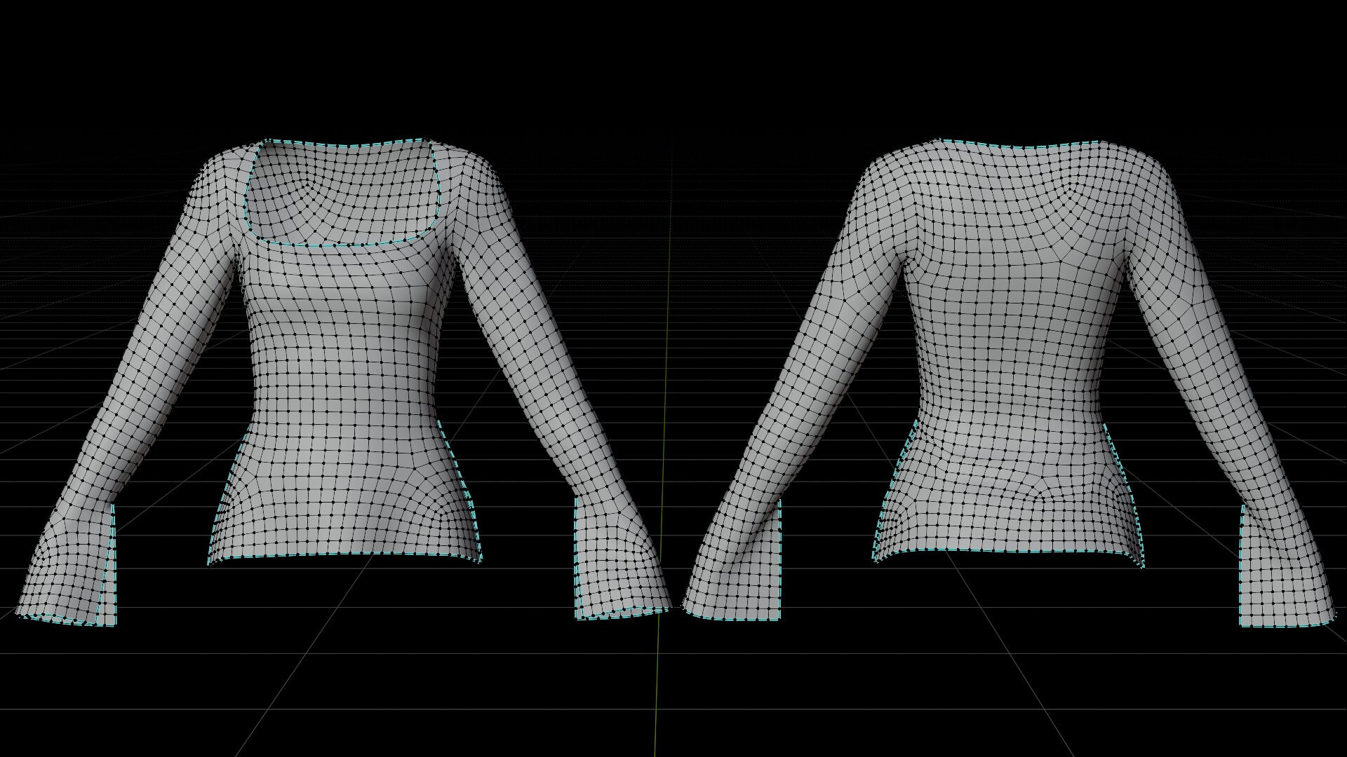 Square-Neck Blouse Flared Female Shirt 3D Model